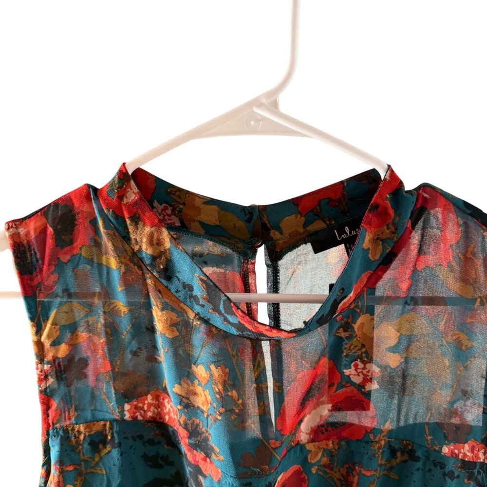 Lulus In My Dreams Teal Multi Floral Print Midi Dress Women's Size XL NWT! - Picture 5 of 6